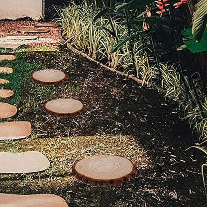 Mipcase Wooden Garden Stepping Stones Outdoor for Walkway Decorative Wood Pathway Stones for DIY Garden Projects and Pathmaker