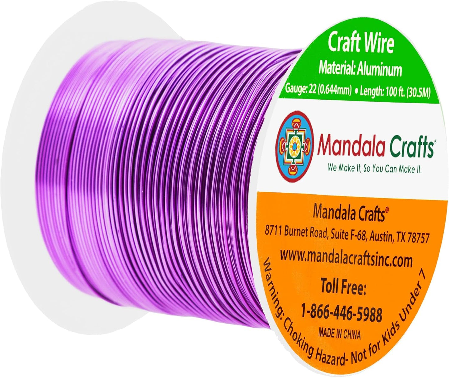 Mandala Crafts 22 Gauge Anodized Aluminum Craft Wire for Jewelry Making - 100 FT Colored Flexible Violet Wire - Bendable for Bonsai Armature Crafting Sculpting - Crafty Corner
