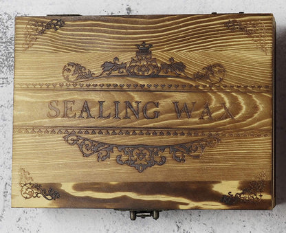 Vintage Santa Claus Monogram Wedding Wax Seal Stamp Kit Wooden Handle Melting Spoon Stick Wood Christmas Gift Box Set Invitation Gift Wrap Sealing Wax Seal Stamp Set
