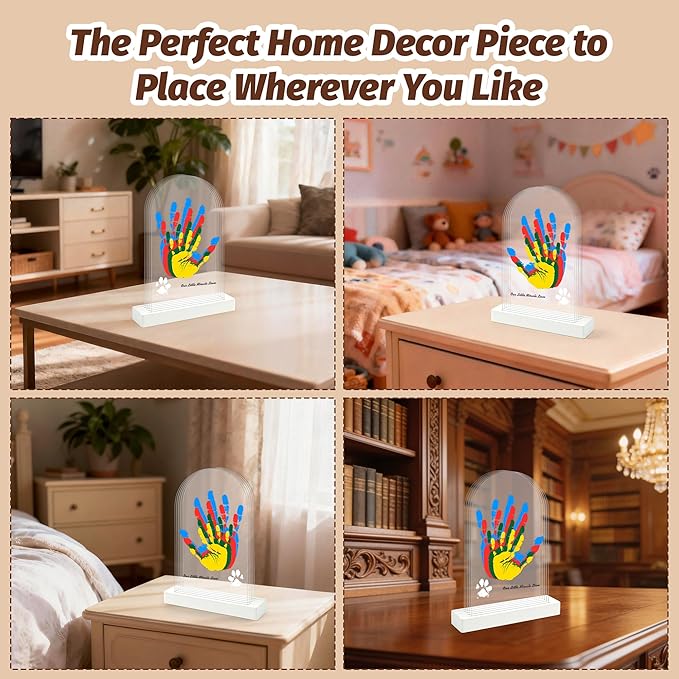Family Handprint Kit, DIY Baby Hand and Footprint Handmade Keepsake Kit, Family Gifts with 6 Non-Toxic Baby-Safe Paint, Ideas Gift for New Parents, Father's Day, Mother's Day (5 Pages Acrylic Boards)