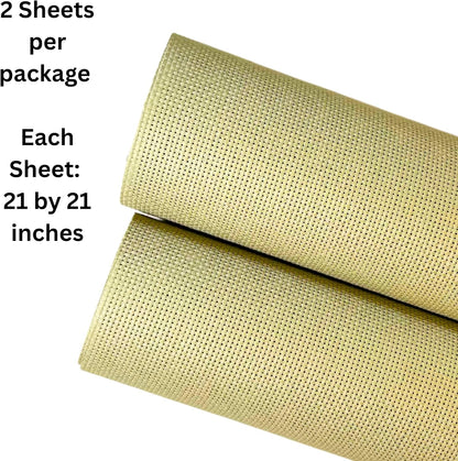2 Sheets of Tan 11 Count Aida Cloth – 21 x 21 Inch Pre-Cut Fabric Squares – Cross Stitch Fabric – 100% Cotton – Ideal for Needlework & Embroidery – The Knotty Unicorn