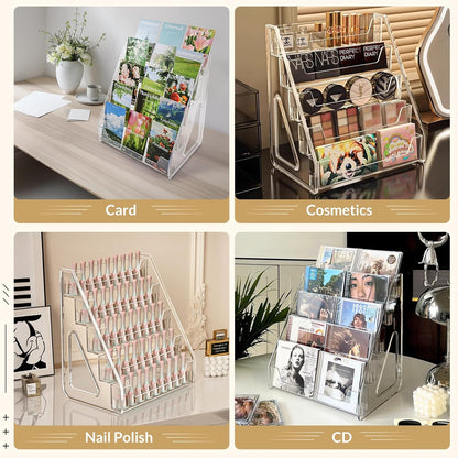 Trading Card Display Stand, Vertical Holder for Baseball Basketball Sports Graded Card Display Stand Tabletop for PSA BGS SGC Slabs, Snap-On Assembly(5 Tier, 2 Pack)