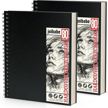 Sketch Book 9" x 11"，2 Pack 80-Sheets (68lb/100gsm)，Double-Sided Hardbound Sketchbook, Spiral Bound,Acid Free Painting Art Paper for Kids and Adults - Crafty Corner