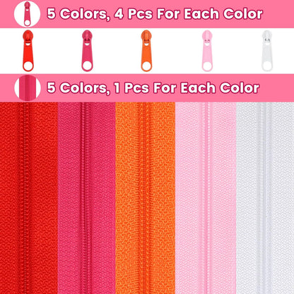 DOITEM Zipper Tape 3 mm Nylon Endless Zipper Set with Slider - 5 Colors