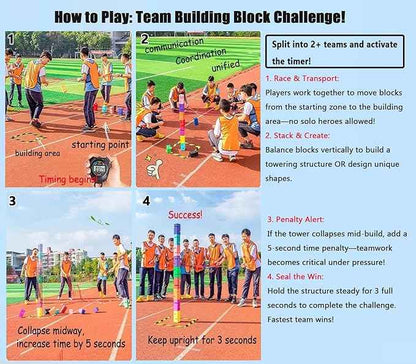 Team Building Team Tower Game Adults Work Outdoor Activities Field Day Teamwork Block Stacking Game Kit for Office School Group