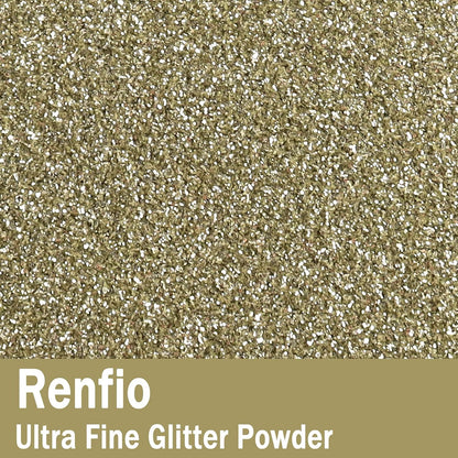 Renfio Ultra Fine Glitter Powder Metallic Resin Glitter 2.11 Oz (60g) PET Flakes Crafts Sequins 1/128" 0.008" 0.2mm Epoxy Chips Flakes for Tumblers Slime Decoration - Champagne Silver