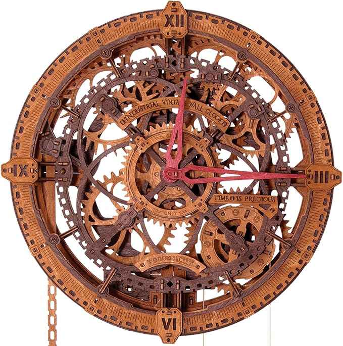 WOODEN.CITY Steampunk 3D Puzzle Clock – DIY Mechanical Wall Clock Kit for Adults – Unique Engineering Gift and Vintage Décor - 3D Wooden Puzzles for Adults
