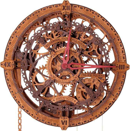 WOODEN.CITY Steampunk 3D Puzzle Clock – DIY Mechanical Wall Clock Kit for Adults – Unique Engineering Gift and Vintage Décor - 3D Wooden Puzzles for Adults