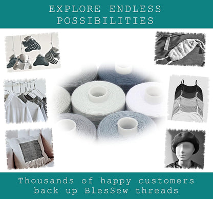 BlesSew Gray Sewing Threads - 10 Large Spools of Polyester Thread for Hand, Quilting & Sewing Machine - Grey Shades Plus Black & White - 1000 Yards Per Spool