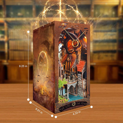 DIY Book Nook Kit,New DIY Dollhouse Booknook Bookshelf Insert Decor,3D Wooden Puzzles with LED,Book Nook Miniature Kit,Birthday Easter Home Decor for Teens Adult (Spirit Valley of The Magic Ring)