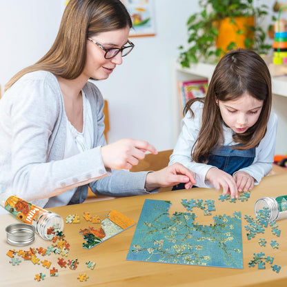 150 Pieces Mini Jigsaw Puzzles for Adults & Kids, 6" x 4" Small Jigsaw Puzzles Capsule Tube Jigsaw Puzzles Intelligent Game, Branches Of An Almond Tree In Blossom The Pink Peach Tree Sunflowers 3 Pack