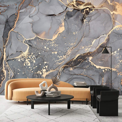 AFZEVEB-Gray and Gold Marble Wallpaper Wall murals for Bedroom 159"x107"(Not Peel and Stick)