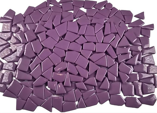 Irregular Glass Mosaic Tiles Bulk 500g Glossy and Iridescent Mosaic Glass Tiles for DIY Projects and Arts and Crafts Solid Colors and Mixes (Glossy Purple)