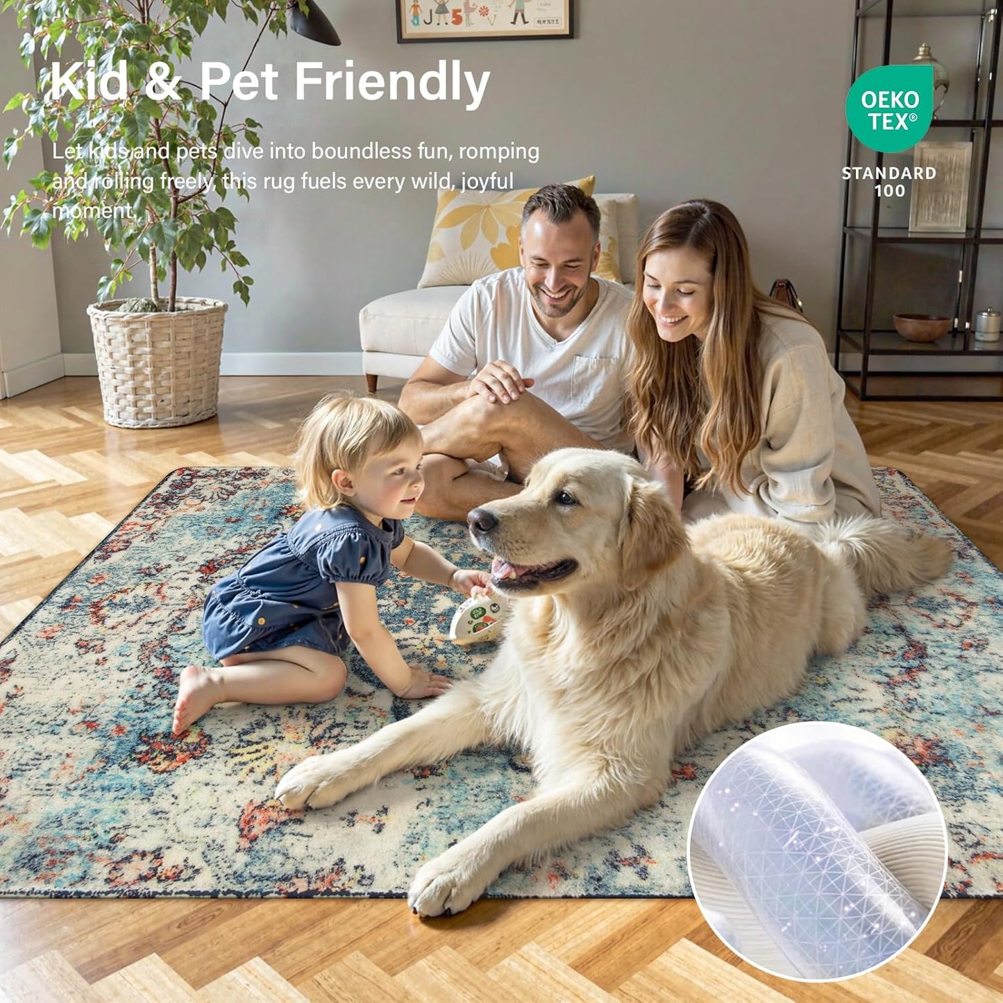 Lahome Bohemian Floral Medallion Runner Rug - 2x6 Hallway Laundry Rug Runner Washable Kitchen Sink Mat Distressed Turkish Non-Slip Soft Bedside Carpet for Doorway Bedroom, Vintage Teal/Multi