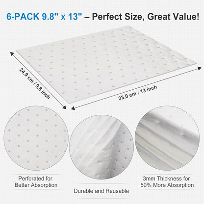AAwipes Oil Absorbent Pads Garage Accessories Oil Spill Control Oil Absorbing Sheets for Garage, Car, Truck, Motorcycle White 100 Pack 9.8" X 13" OW1013-100