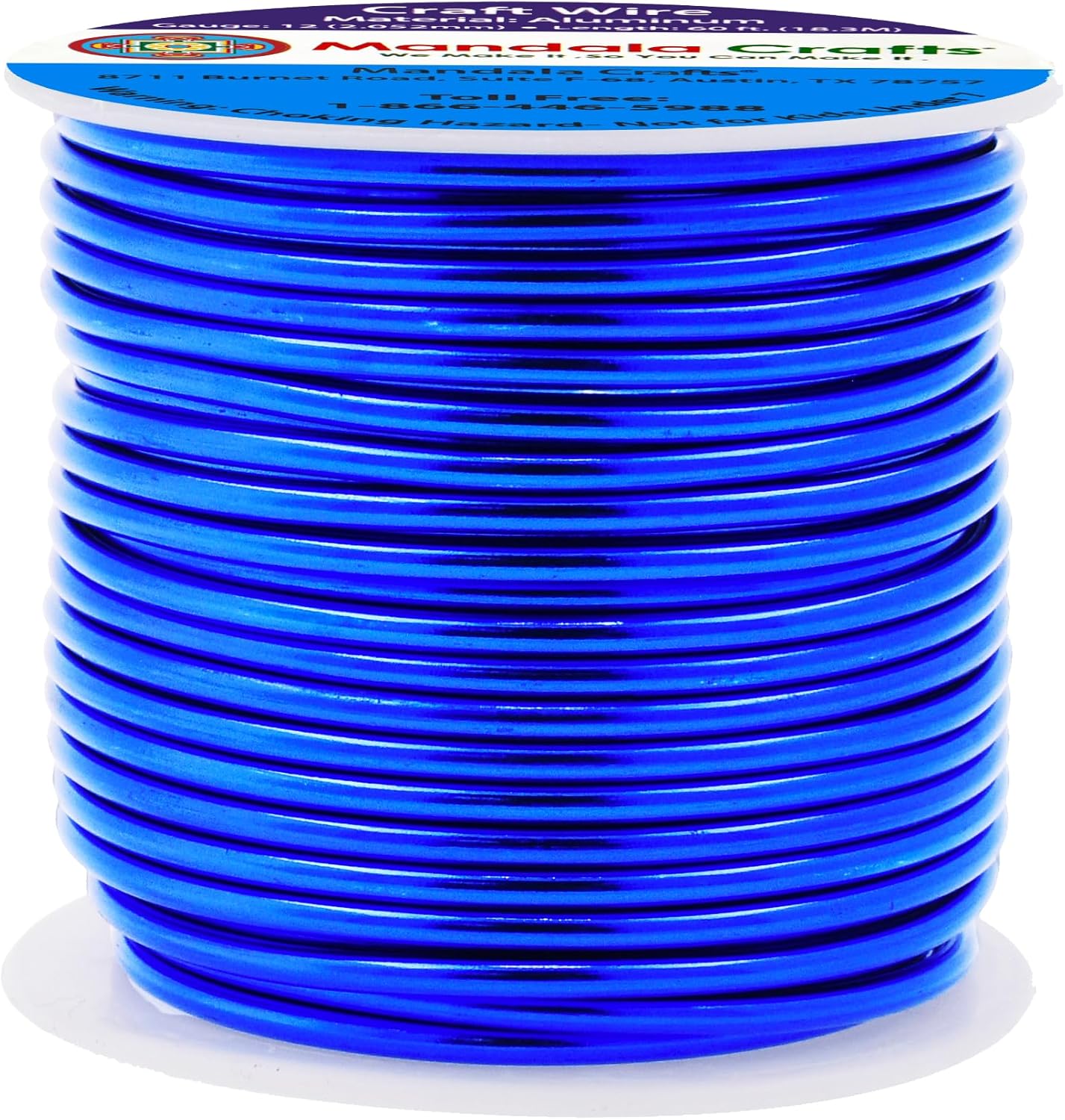 Mandala Crafts 12 Gauge Anodized Aluminum Craft Wire for Jewelry Making - 60 FT Colored Flexible True Blue Wire - Bendable for Bonsai Armature Crafting Sculpting - Crafty Corner