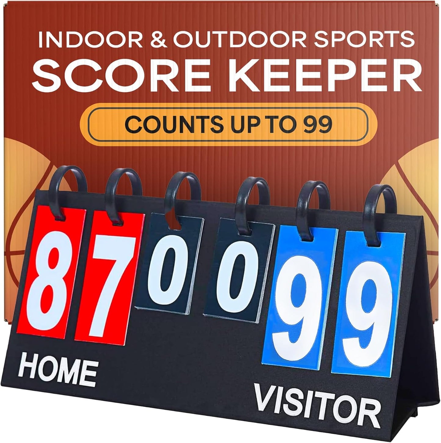 Upstreet Scoreboard/Score Keeper for Indoor & Outdoor Sports - Ping Pong/Baseball/Tennis/Basketball Scoreboard or Varsity Scoreboards/Volleyball Scorekeeper - Portable Scoreboard Flips up to 99