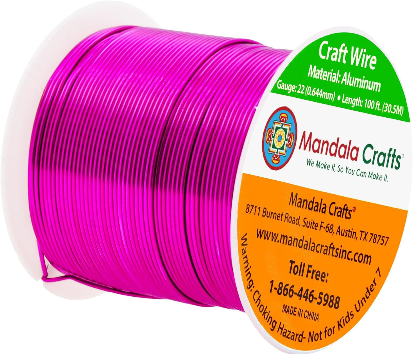 Mandala Crafts 22 Gauge Anodized Aluminum Craft Wire for Jewelry Making - 100 FT Colored Flexible Magenta Wire - Bendable for Bonsai Armature Crafting Sculpting - Crafty Corner