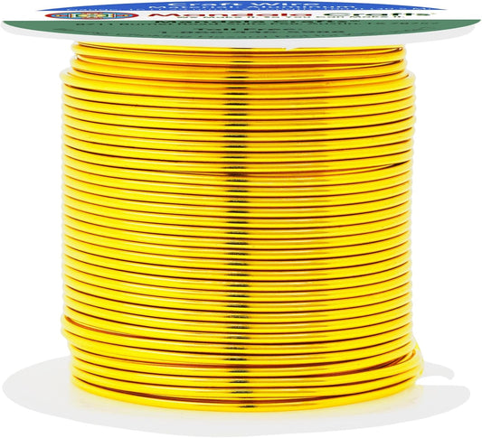 Mandala Crafts 16 Gauge Anodized Aluminum Craft Wire for Jewelry Making - 100 FT Colored Flexible Gold Tone Wire - Bendable for Bonsai Armature Crafting Sculpting - Crafty Corner