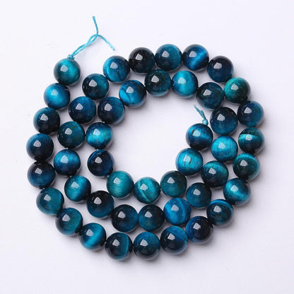 76PCS 10mm Blue Tiger Eye Gemstone Loose Beads Natural Round Loose Stone Beads for Jewelry Making DIY Bracelet Necklace Earrings 2 Strand 32"