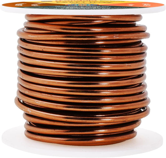 Mandala Crafts 8 Gauge Anodized Aluminum Craft Wire for Jewelry Making - 32 FT Colored Flexible Brown Wire - Bendable for Bonsai Armature Crafting Sculpting - Crafty Corner