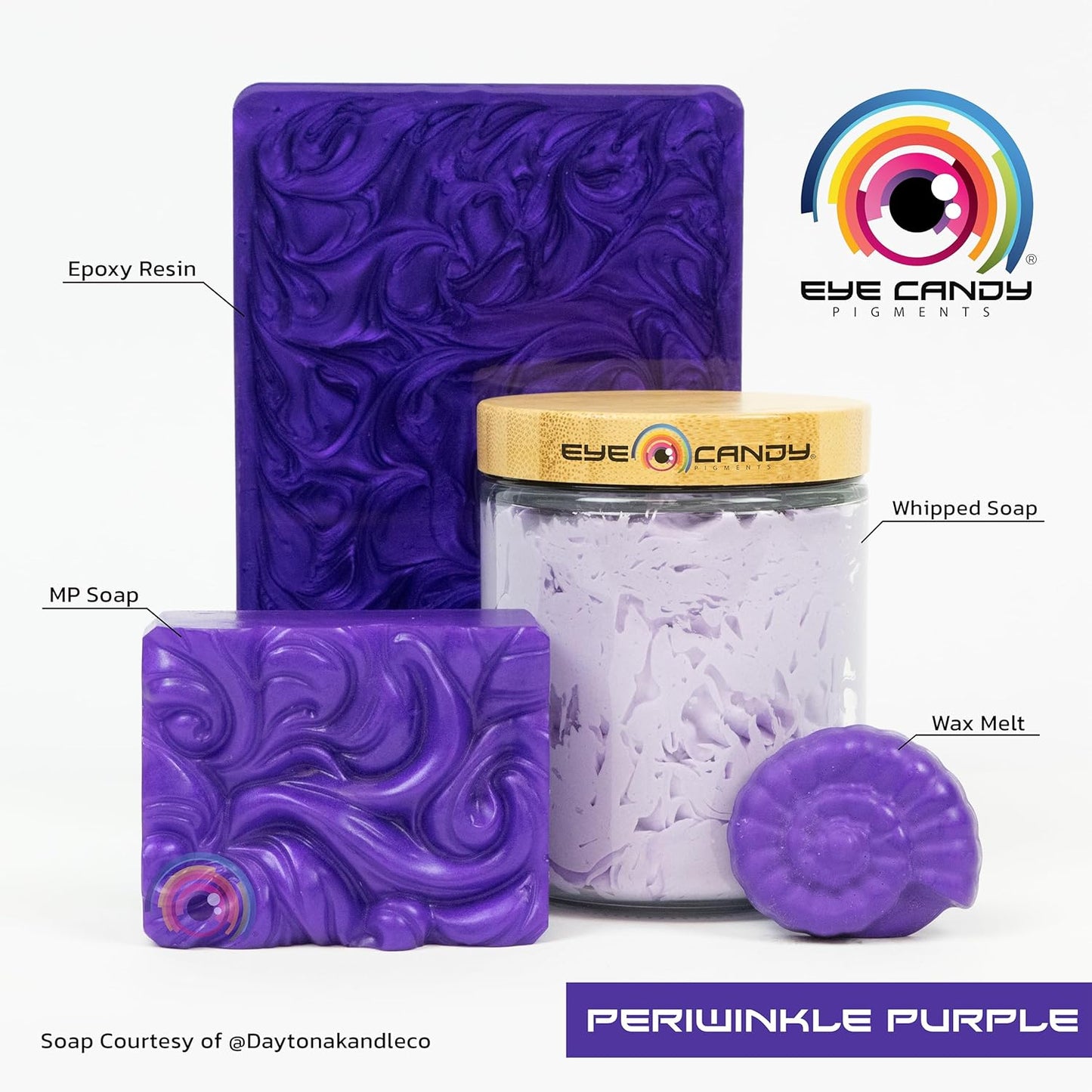 Eye Candy Pigments Premium Purple Mica Powder - Periwinkle Purple (50gr) - for Epoxy, Resin, Soap, Paint, Woodworking, Acrylic Pouring, Bath Bombs, Fishing Lures - DIY Arts and Crafts Additive