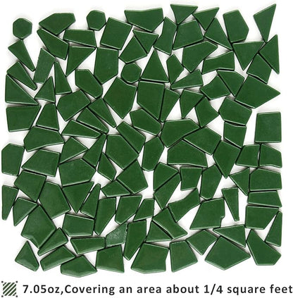 Youway Style Green Glass Mosaic Tiles for Crafts Bulk,200g Broken Glass Tiles for DIY Mosaic Art Decor,Garden Mosaic Supplies Pieces