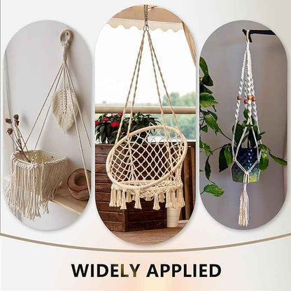 227pcs Macrame Kits 3mm 115yards Wall Hanging Natural Cotton Macrame Cord with Wooden Beads & Rings Wooden Sticks, Metal S-hooks Supplies for Hanging Plant Hand Tassel weaving