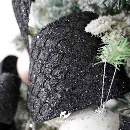 HUIHUANG Black Glitter Wired Ribbon 4 inch Black Christmas Tree Ribbon Diamond Mesh Wire Ribbon for Tree Decorations, Wreaths, Garland, Large Bows Making, Halloween Decor -10 Yards - Crafty Corner