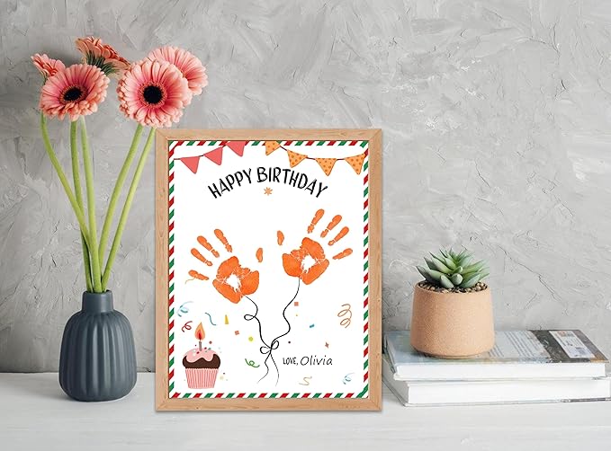 NZSXU Happy Birthday Handprint Keepsake Gifts, 10 Bulk DIY Handprint Funny Birthday Cards for Women & Men, Family Handprint Kit, Birthday Games for Party Activity Decorations Celebration Ideas