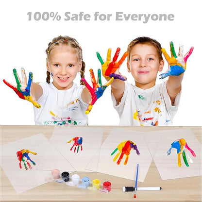 Family Handprint Kit DIY Craft Keepsake Wooden Frame Non Toxic Paints Transparent Sheets Perfect for Handprints Prints and Footprints Endless Present Set for New Parents and Family Memories (Black)