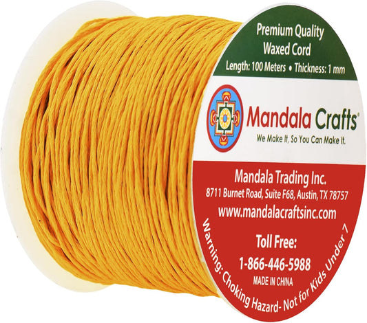 Mandala Crafts 1mm 109 Yards Mustard Yellow Cotton Waxed Cord for Jewelry Making Bracelet Cord Waxed String - Beading String Thread Jewelry Cords for Necklaces String