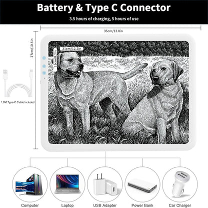 Rechargeable A4 Diamond Art Light Board,Super Bright Tracing Light Box,6 Levels Brightness with 3 Colors Mode and Stand, Wireless Tracing Pad for Diamond Painting,Weeding Vinyl,Sketching & Drawing