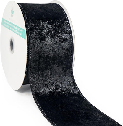Black Velvet Ribbon 2.5 Inch x 10 Yards for Christmas Tree Topper Home Decoration Wreath Gift Wrapping DIY Craft - Crafty Corner