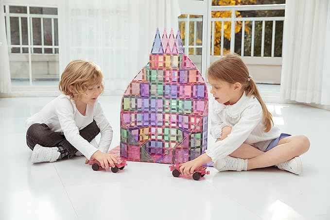 120PCS Premium Magnetic Tiles Set | STEM-Authenticated Magnetic Building Blocks | Educational Construction Toy for Kids Ages 3–8 (Boys & Girls)