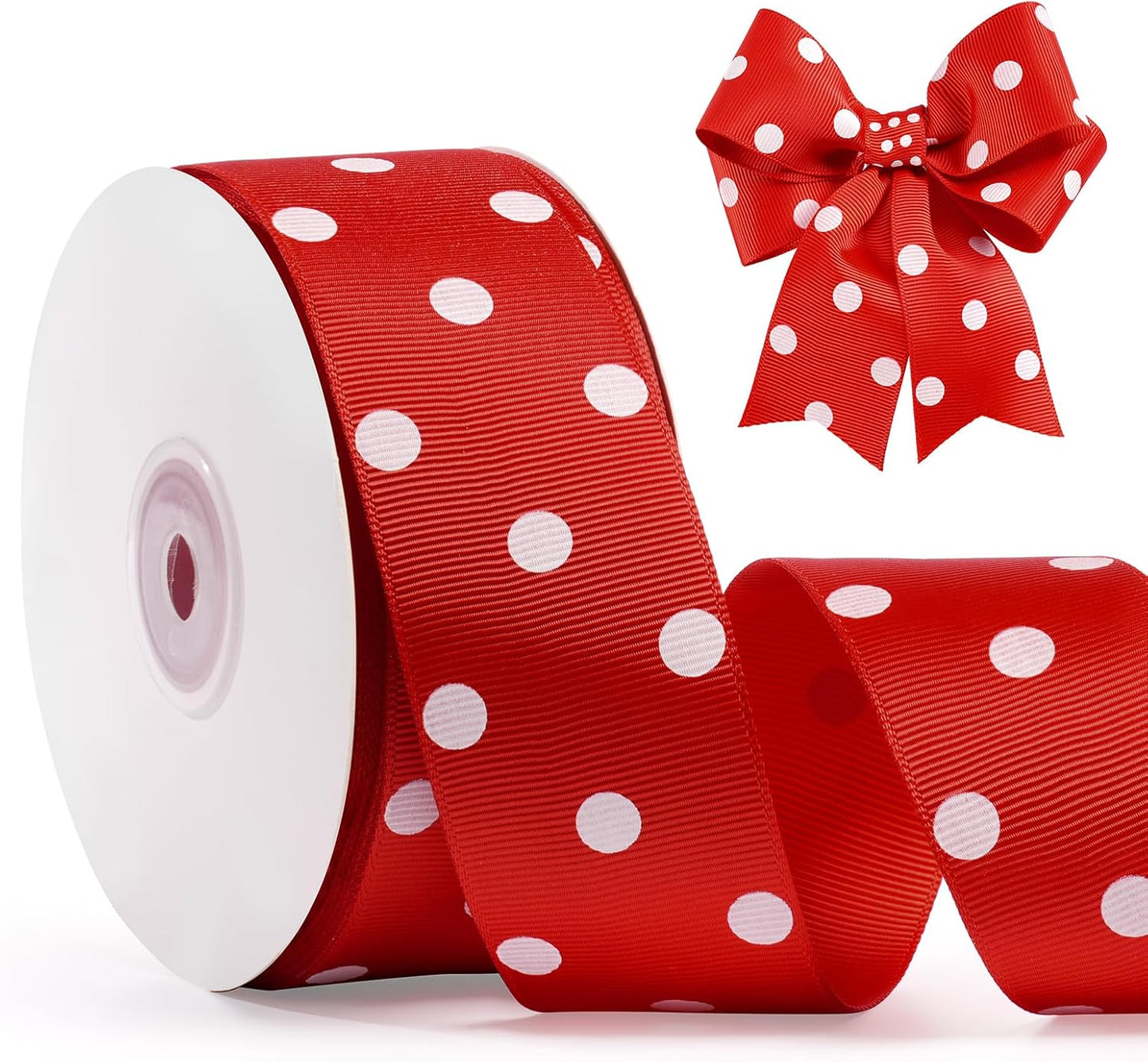 Polka Dot Grosgrain Ribbon 1.5 Inch, 25 Yards Spool Red and White Dot Craft Ribbon for Christmas Gift Wrapping DIY Crafts Hair Bows Wedding Party Decor Sewing and Home Decoration - Crafty Corner