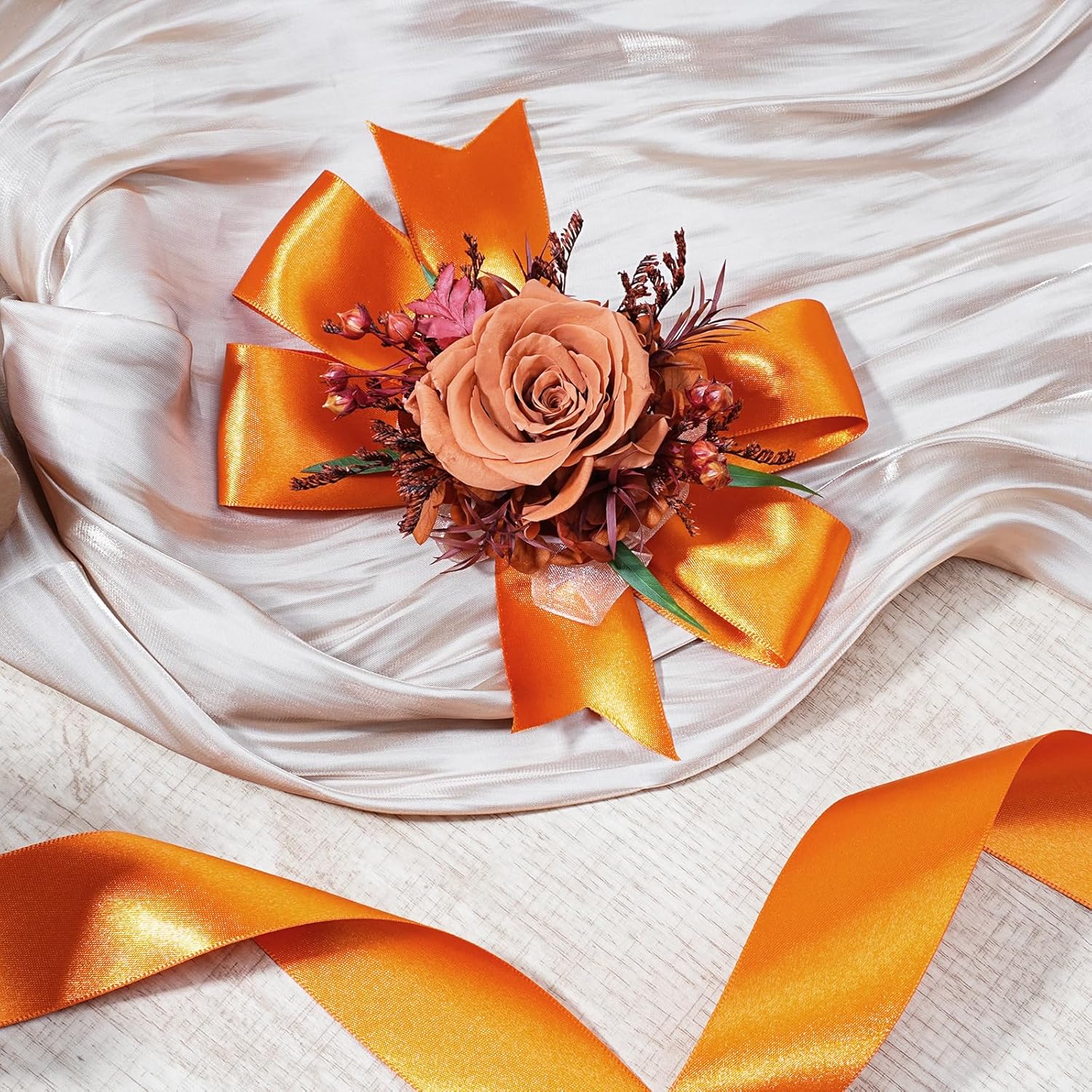 LaRibbons Orange Satin Ribbon 1 1/2 Inch 50 Yards Luxury Double Faced Russet Orange Silk Ribbon for Flower Bouquet Crafts Gift Wrapping Wedding Fall Decoration - Crafty Corner