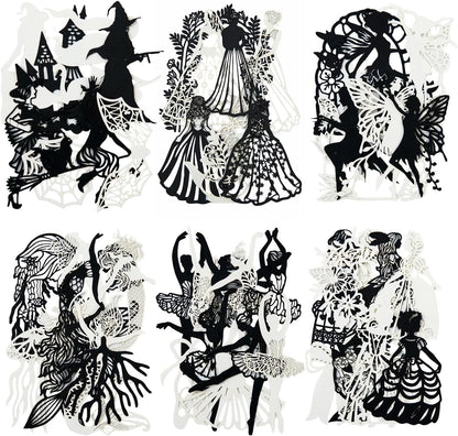 Shadow Dance Scrapbook Paper Set, 120 PCS Vintage Hollow Ephemera Pack for Junk Journaling, Scrapbooking, Crafting, DIY Projects, Diaries, and Art Supplies
