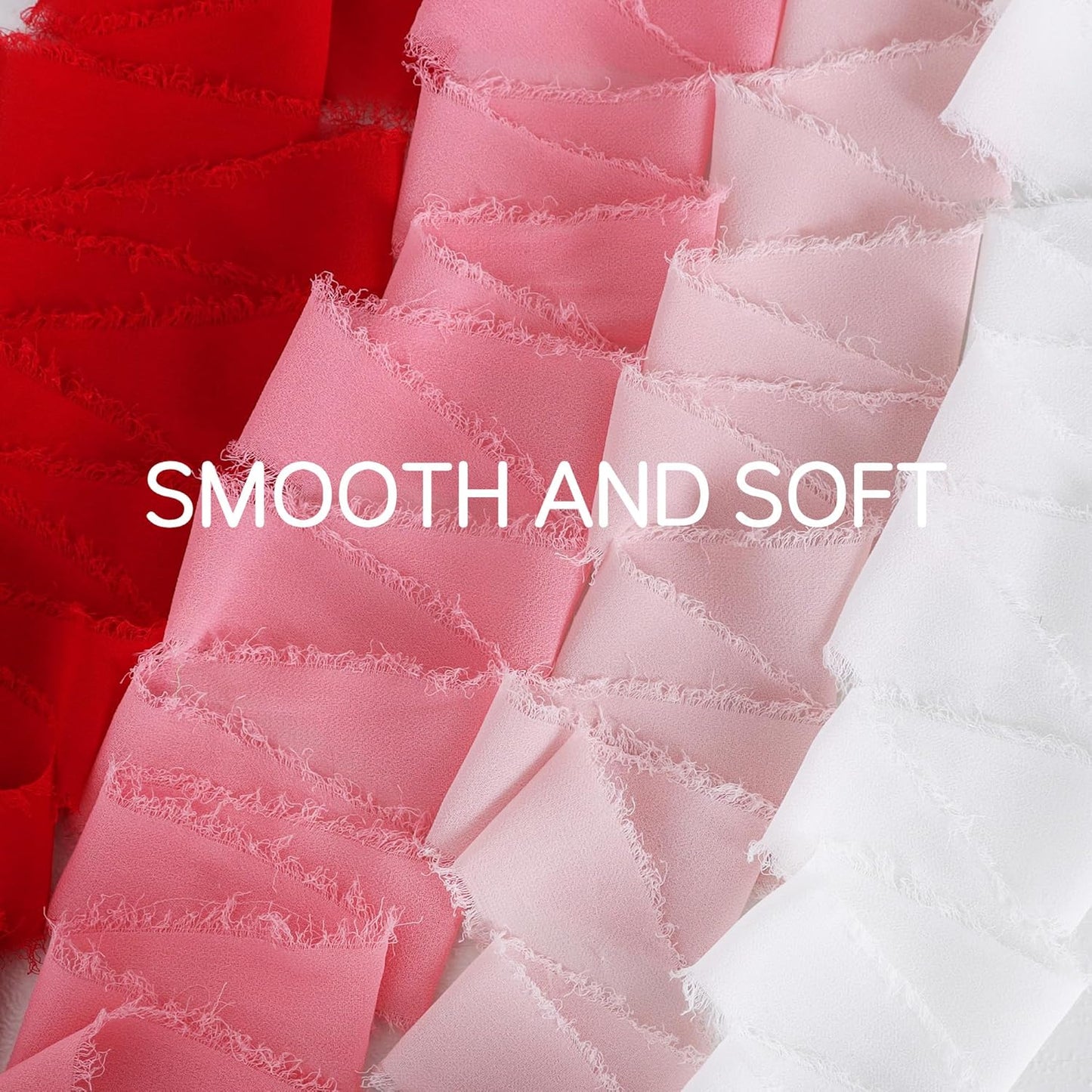 TONIFUL 4 Rolls Silk Chiffon Ribbon 1-1/2 Inch x 22 Yards,Red Pink and White Handmade Fringe Silk Ribbon Set for Gift Wrapping Bridal Bouquets Crafts Wedding Christmas Valentines Decoration - Crafty Corner