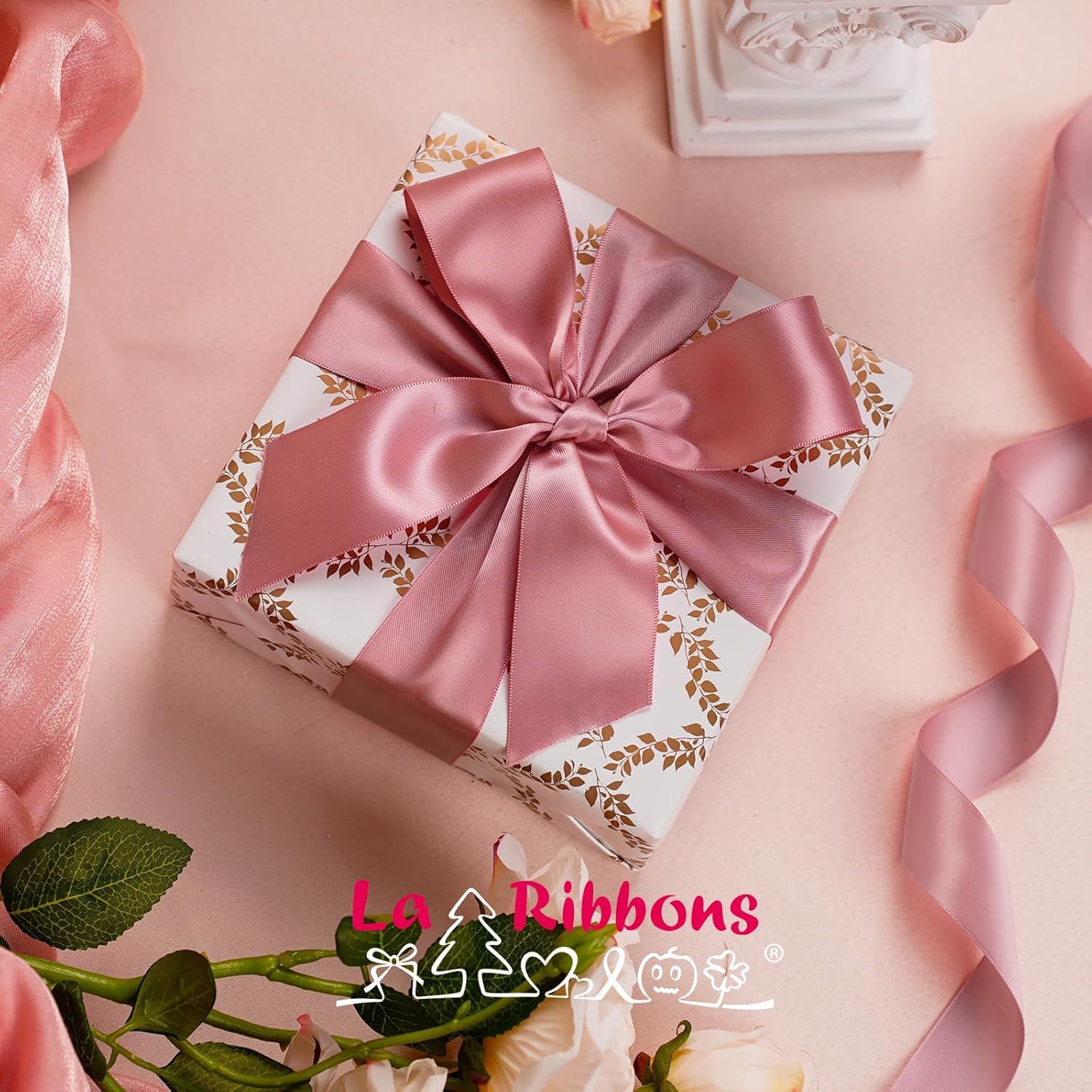 LaRibbons 1 1/2 Inch 50 Yard Double Faced Satin Ribbon,Dust Pink Satin Craft Fabric Ribbon for Gift Wrapping Floral Bouquets Wedding Party Decoration - Crafty Corner