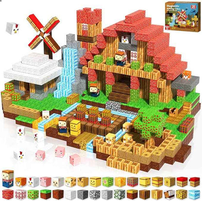 120 PCS Magnetic Blocks - Magnetic Building Blocks, Magnetic Farm Animal Homes Stacking Magnets for Kids, STEM Montessori Sensory Toys for Kids 3+ Boys and Girls Christmas Birthday Gifts