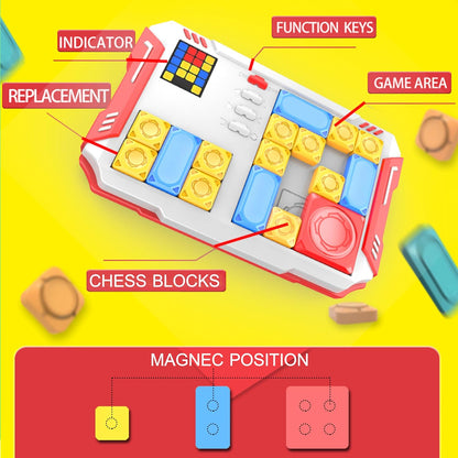 Super Slide Puzzle: Over 500 High-Level IQ Challenges, Exciting Educational Brain Teaser for Kids & Teens, Quality-Made, Great Travel & Gift Option (Navy/Yellow/Red/Blue)