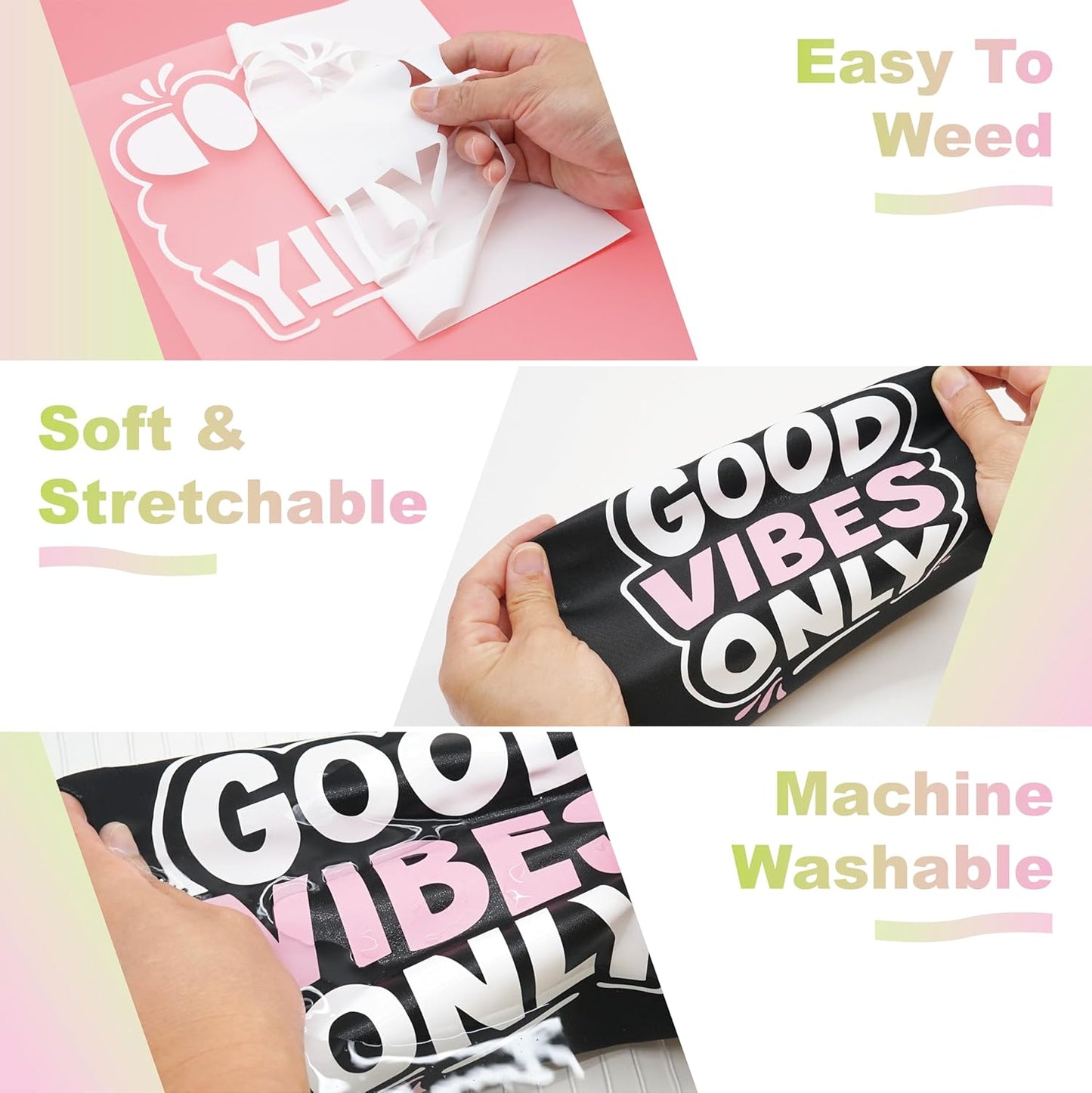 Yellow PU Heat Transfer Vinyl, 12 Pcs 12"x10" HTV Sheets – Soft & Stretchable Iron-On Vinyl, Easy to Cut & Weed, Compatible with Cricut & Silhouette – Great for DIY Family Shirts & Crafts