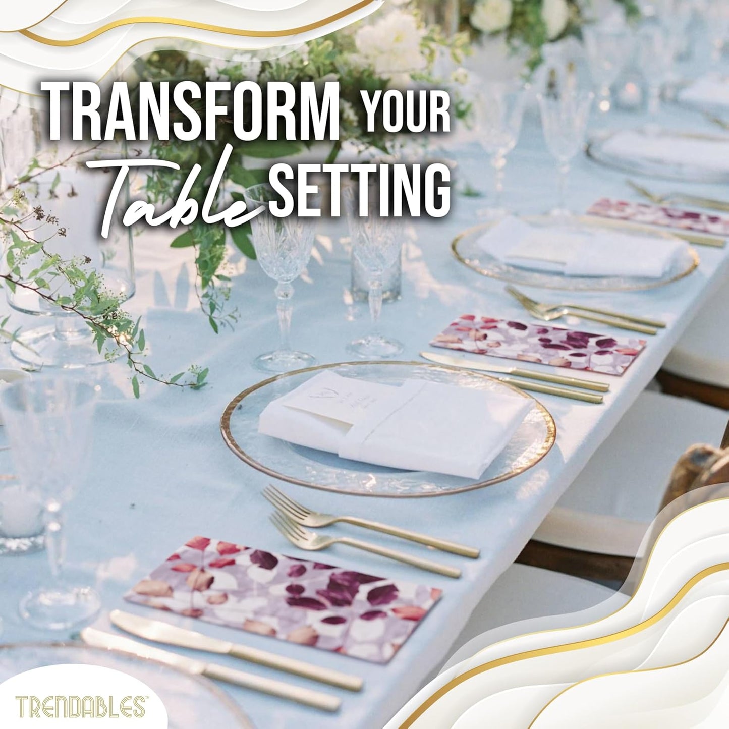 Trendables Floral Napkins for decoupage 200 Pcs 3 Ply floral paper napkins decorative Guest Towels Disposable Bathroom, Flower Design For Tea Party Decorations, Dinners & Weddings