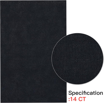 Caydo 6 Pieces Aida Cloth 14 Count Black Cross Stitch Fabric Cotton Embroidery Fabric for Needlework, DIY Handicrafts, 12 by 18-Inch