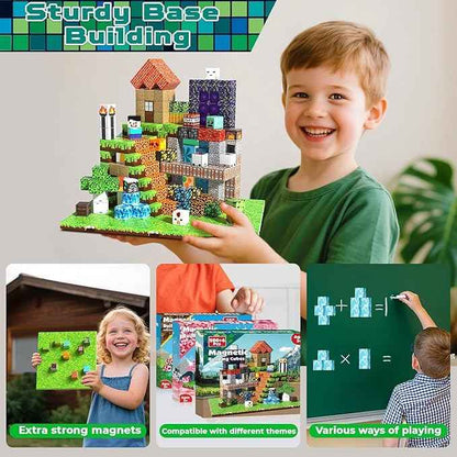 Magnetic Blocks - 200PCS Magnetic Blocks with 6 Base Plate, Magnetic Building Blocks for Kids Ages 4 5 6 7 8, Stacking Magnets for Kids, Birthday Gifts for 3-10 Year Old Boy Girls, STEM Toys
