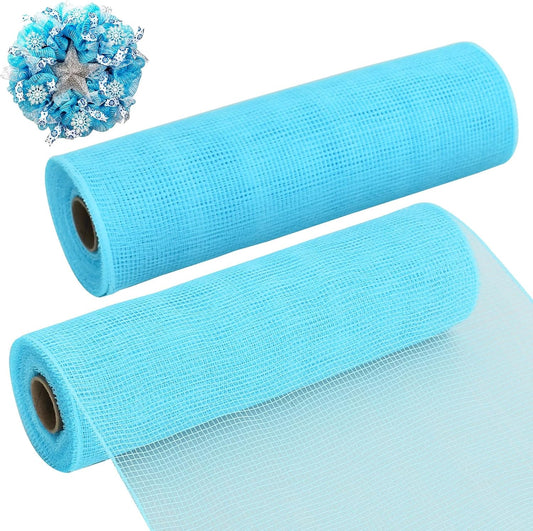 TONIFUL 2 Rolls 10 Inch Light Blue Decorative Mesh Ribbbon Rolls, Fabric Mesh for Mesh Wreath Supplies, Front Door Wreath Crafts Tree Decor Christmas NewYears Halloween Decoration (10 yds/roll) - Crafty Corner