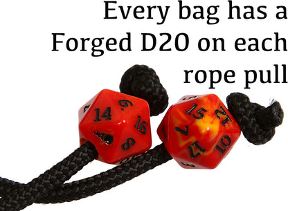 Forged Dice Co. Pouch of The Endless Hoard Dice Bag - Holds Over 1,000 Polyhedral Dice - Dice Storage Bag with 7 Pockets - Perfect for Bulk Dice - Brown/Red