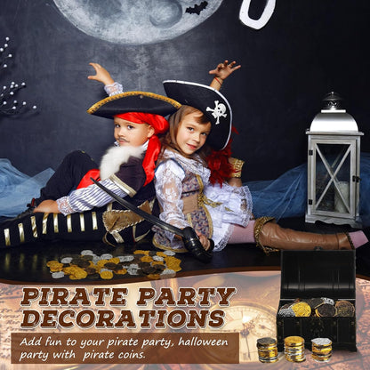 Hanaive 100 Pcs Pirate Coins Plastic Coins Kids Fake Play Coins Replica Spanish Doubloons St. Patrick's Coin for Pirate Party Treasure Chest Board Games Tokens Toys Cosplay (Gold, Silver, Bronze)