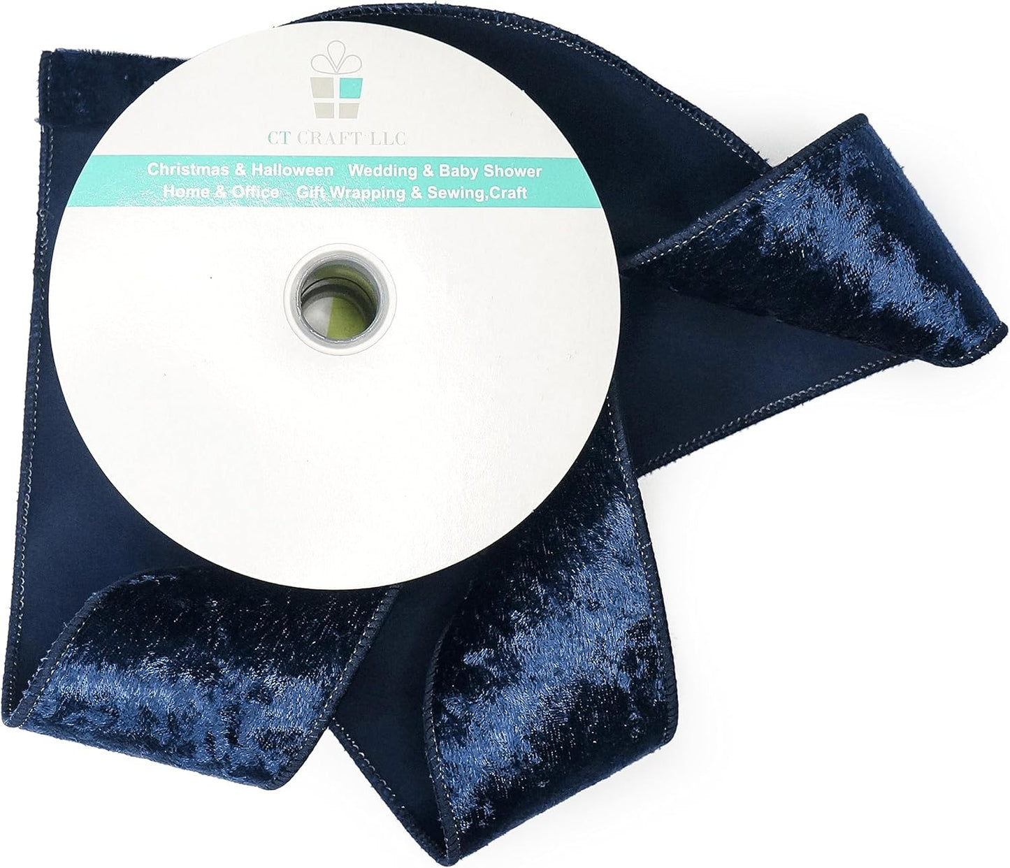 Navy Velvet Ribbon 2.5 Inch x 10 Yards for Christmas Tree Topper Home Decoration Wreath Gift Wrapping DIY Craft - Crafty Corner
